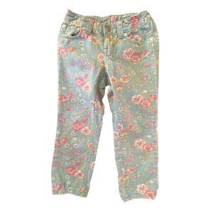 Ralph Lauren Girls Floral Printed Denim Pants Jeans Size 5 Country Cute Western